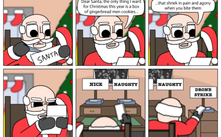 The best part - by far - of drawing comics is making Santa do war crimes.