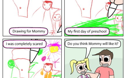 Kiddo draws a present for Mommy.